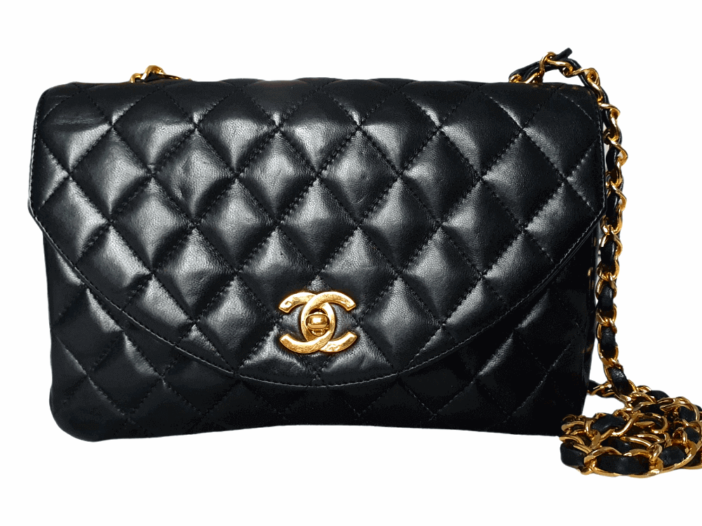 Sac Chanel vintage classique, rabat simple, cuir d'agneau noir (1 series :  circa 1989 – 1991) ‣ For Sure Vintage