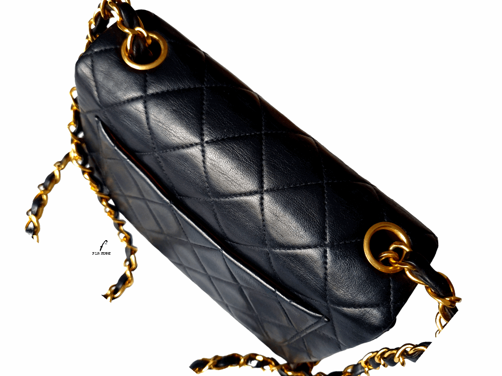 Vintage Chanel bag, mini timeless, 17 cm, black lambskin, 2 series