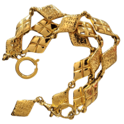 chanel bracelet 24K gold-plated diamond-shaped pattern pic1 bracelet chanel vintage dorure plaque or 24 carats motifs losange image 1